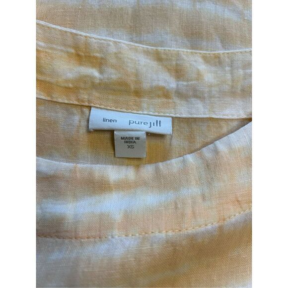 J. Jill Linen Tangerine yellow Shibori Dyed Kimono Linen Oversized Top Size XS - Picture 5 of 7